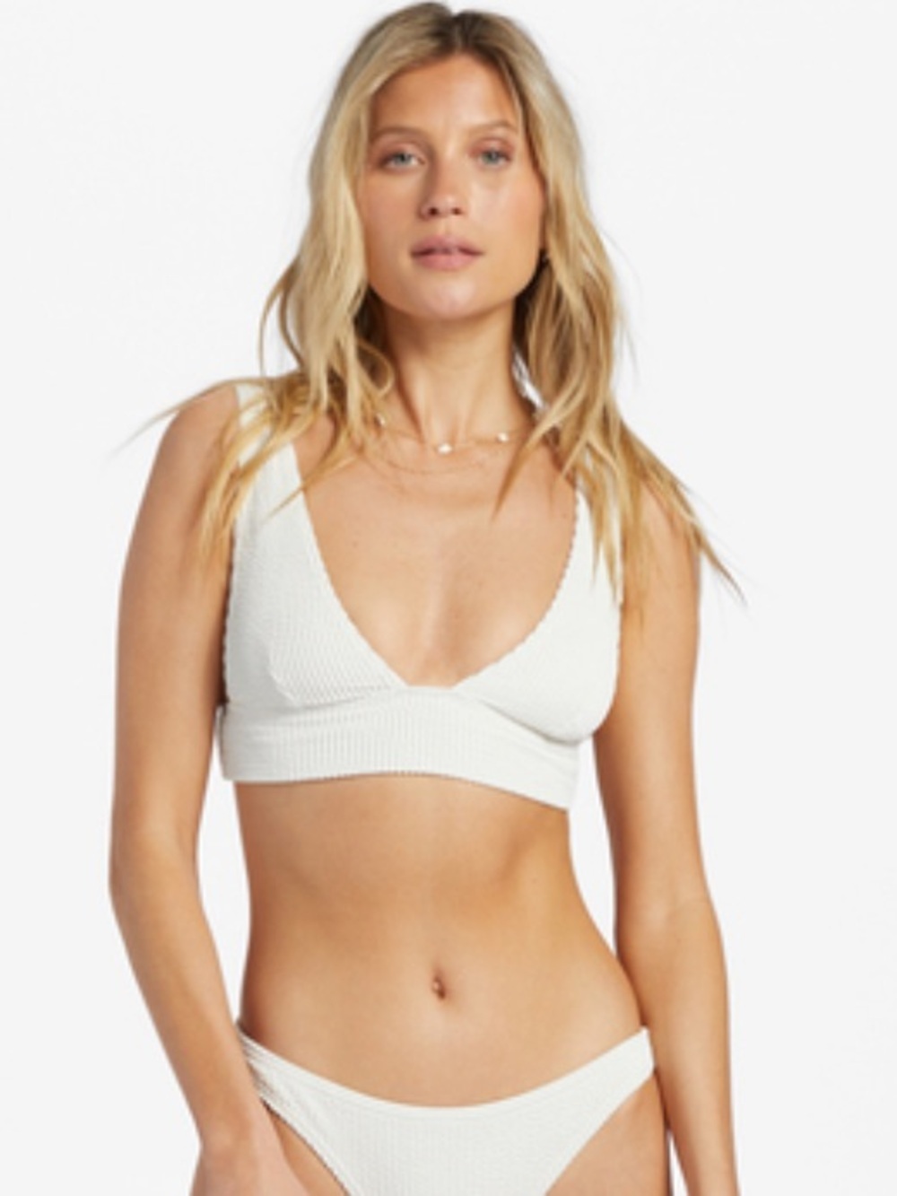 Billabong Summer High Remi Plunge White Bikini Top for Women Size XL - Picture 3 of 9